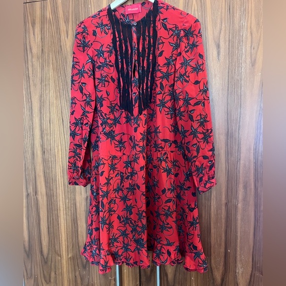 Zadig & Voltaire Dresses & Skirts - Zadig & Voltaire Red and Black Floral Long Sleeve Dress